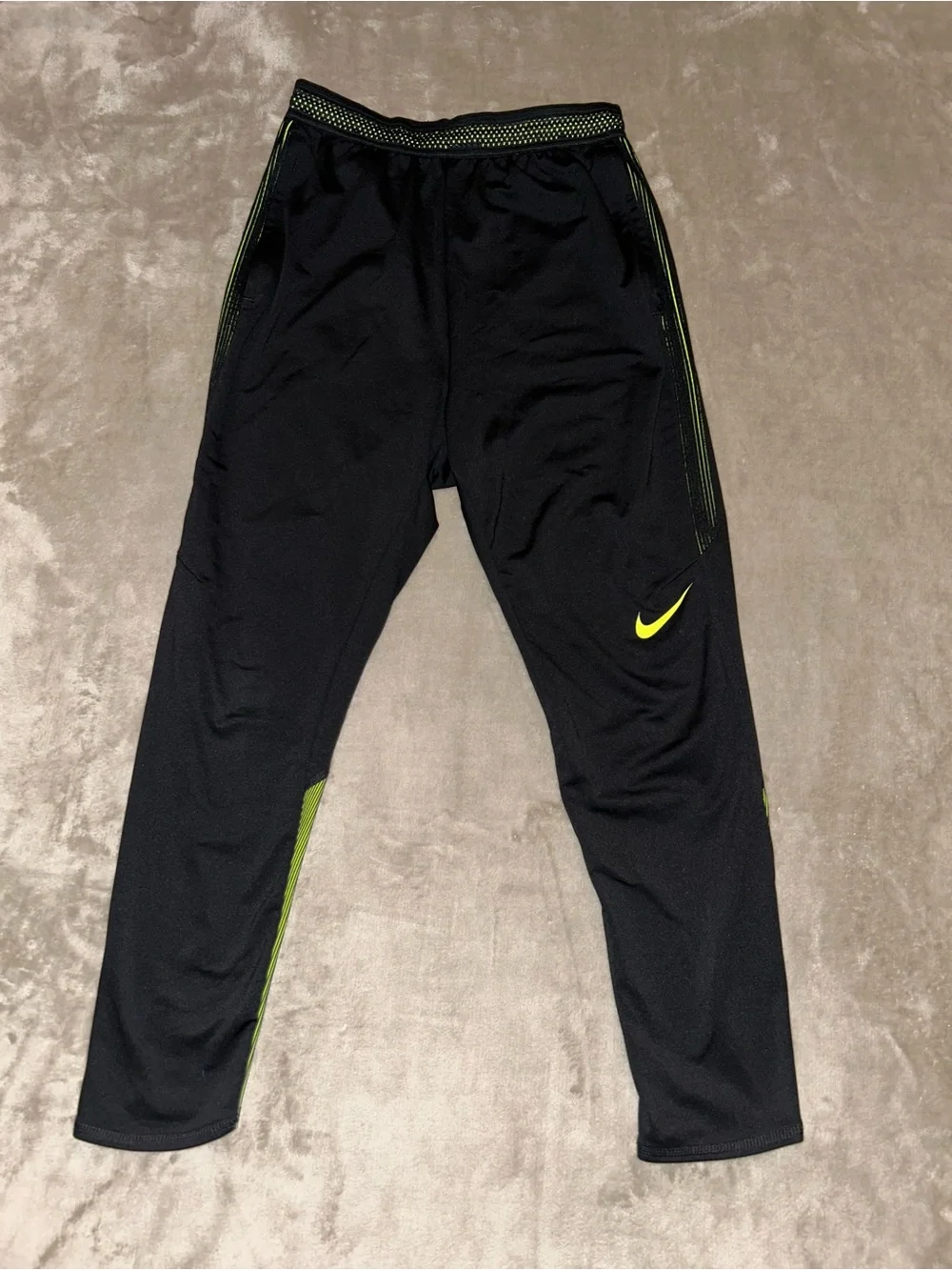 Kids XL Nike Black Joggers with Neon Yellow Swoosh